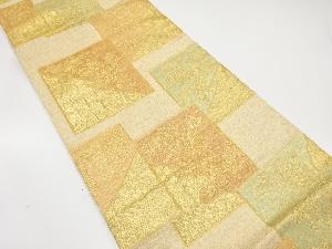 色紙重ねに草花模様織り出し　袋帯